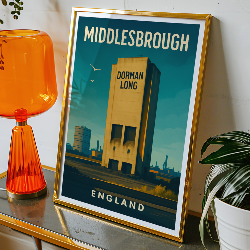 Alternative view of MIDDLESBROUGH DORMAN LONG TOWER MINIMALIST TRAVEL POSTER NORTH EAST