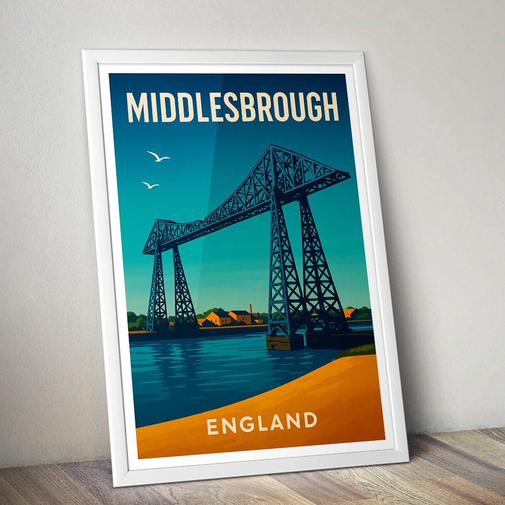 MIDDLESBROUGH TRANSPORTER BRIDGE MINIMALIST TRAVEL POSTER NORTH EAST