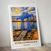 MIDDLESBROUGH TRANSPORTER BRIDGE VAN GOGH STYLE TRAVEL POSTER NORTH EAST
