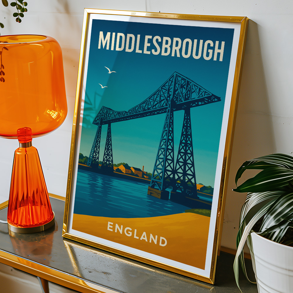 Alternative view of MIDDLESBROUGH TRANSPORTER BRIDGE MINIMALIST TRAVEL POSTER NORTH EAST