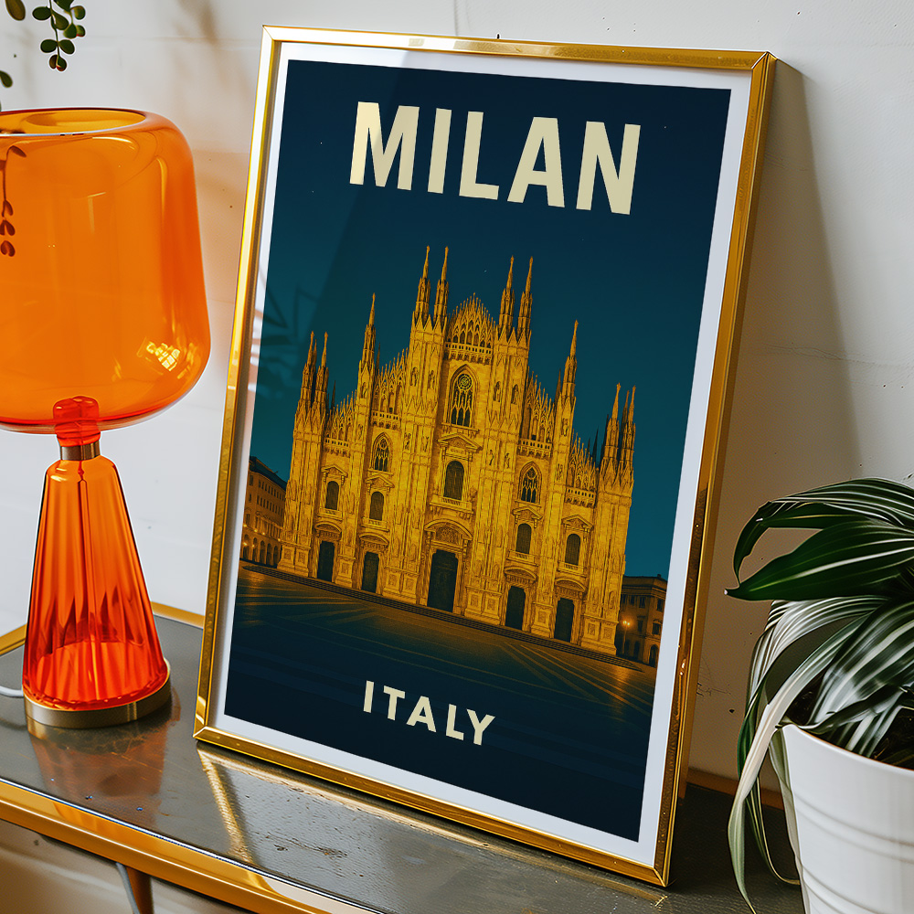 Alternative view of MILAN DUOMO AT NIGHT MINIMALIST TRAVEL POSTER