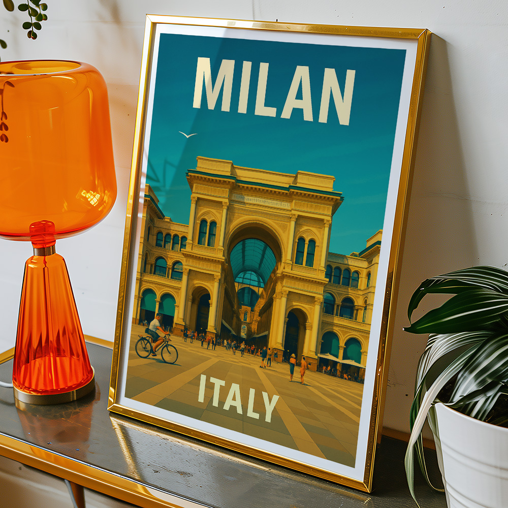 Alternative view of MILAN GALLERIA ON A SUNNY DAY MINIMALIST TRAVEL POSTER