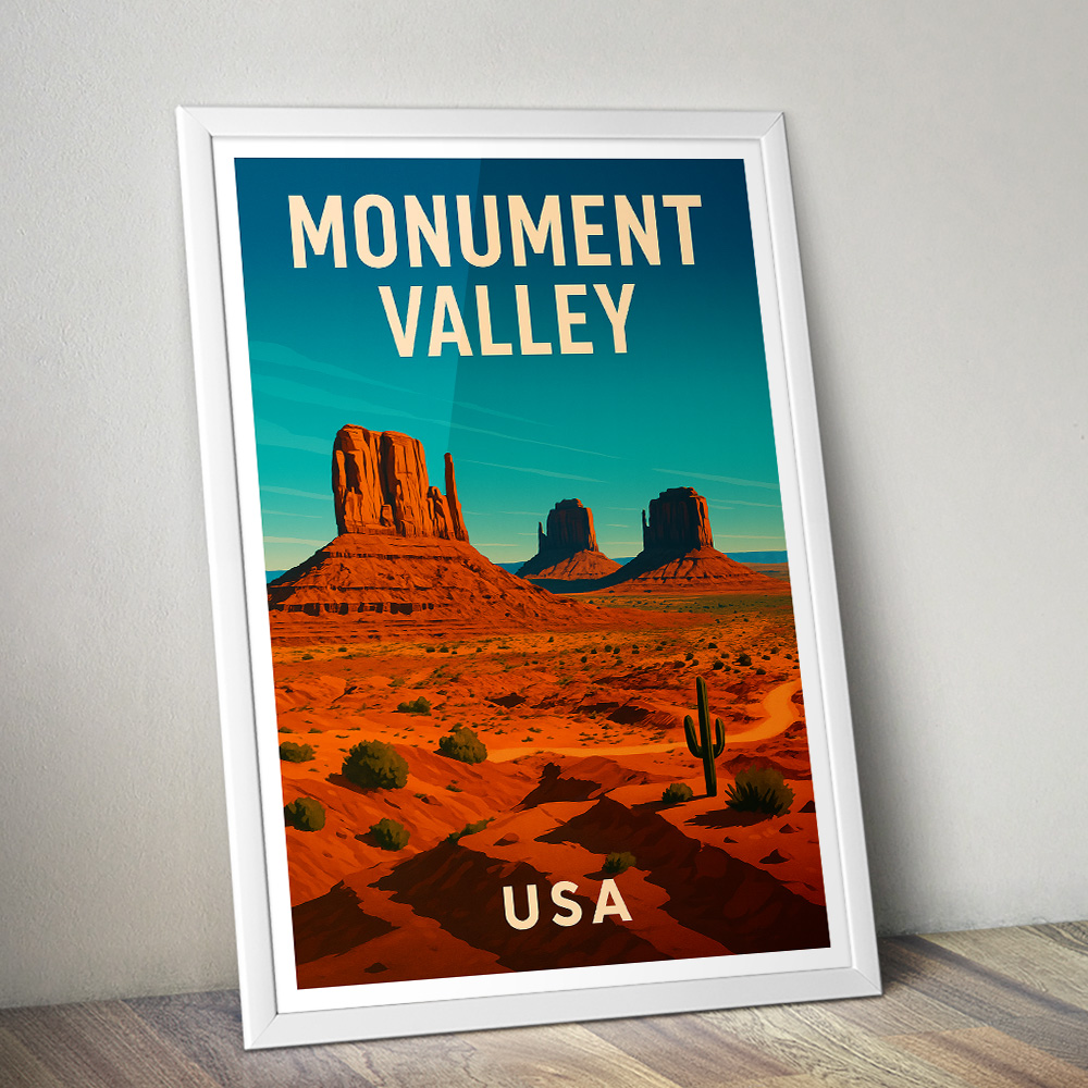 MONUMENT VALLEY DESERT LANDSCAPE MINIMALIST TRAVEL POSTER