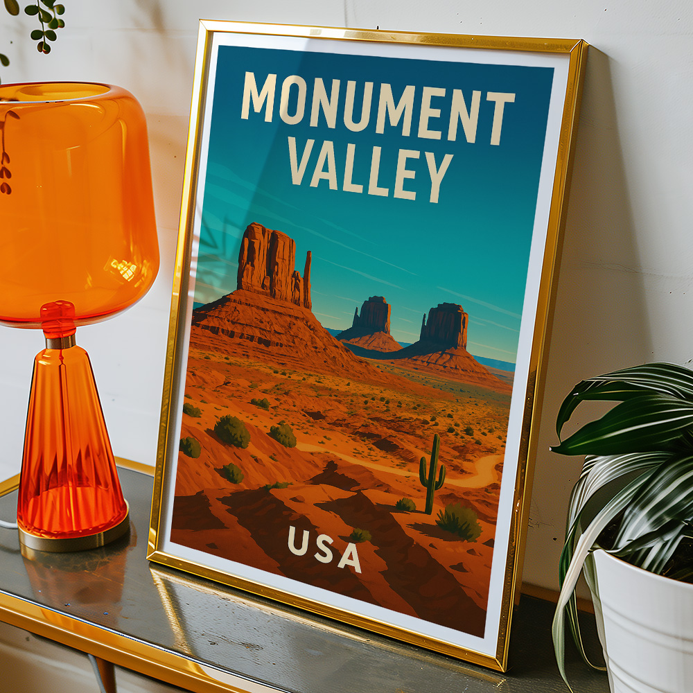 Alternative view of MONUMENT VALLEY DESERT LANDSCAPE MINIMALIST TRAVEL POSTER