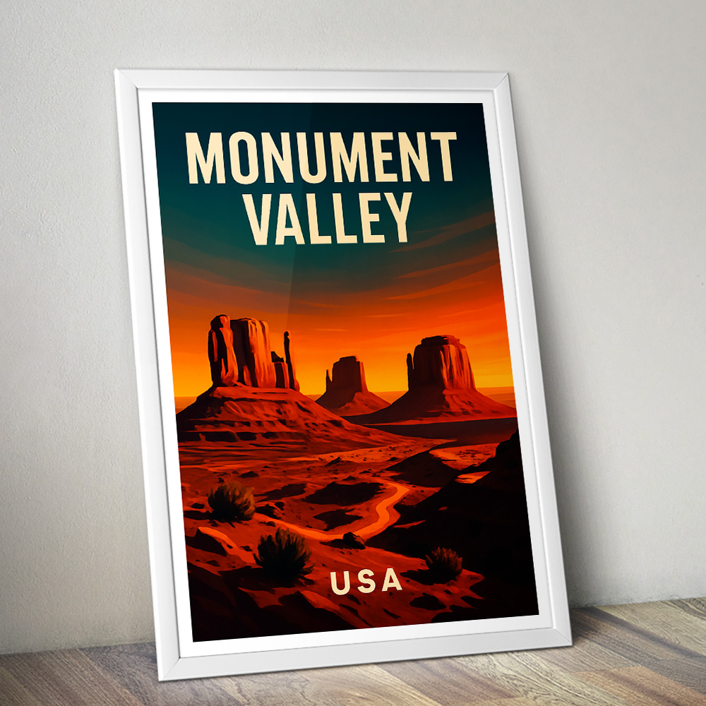 MONUMENT VALLEY AT SUNSET MINIMALIST TRAVEL POSTER