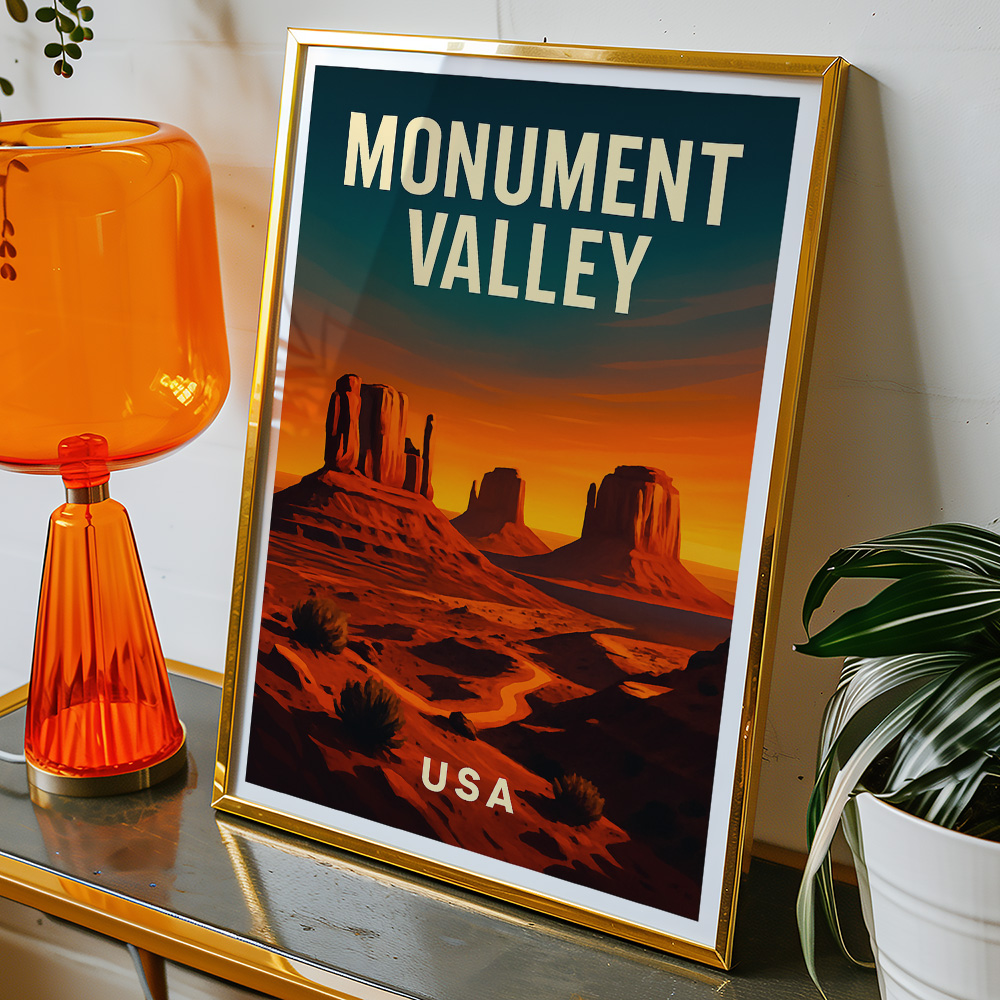 Alternative view of MONUMENT VALLEY AT SUNSET MINIMALIST TRAVEL POSTER