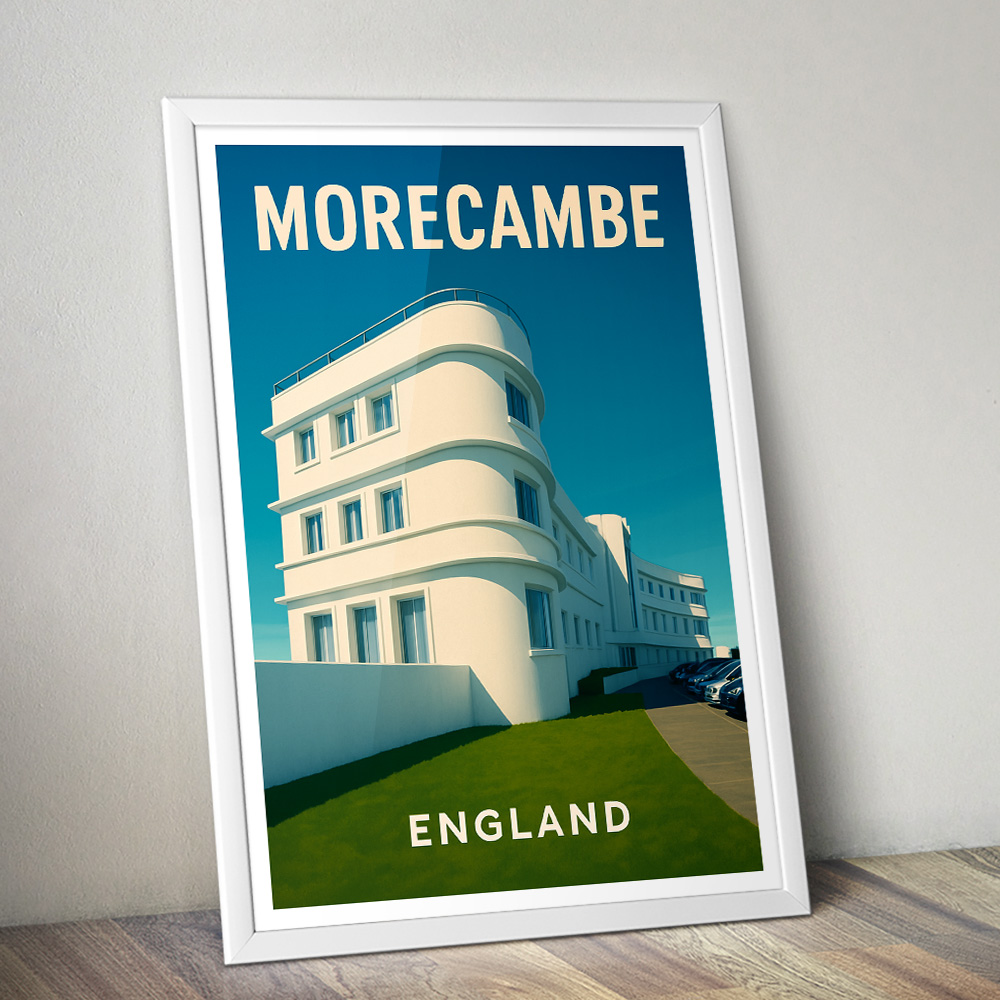 MORECAMBE ART DECO MIDLAND HOTEL MINIMALIST TRAVEL POSTER NORTH WEST