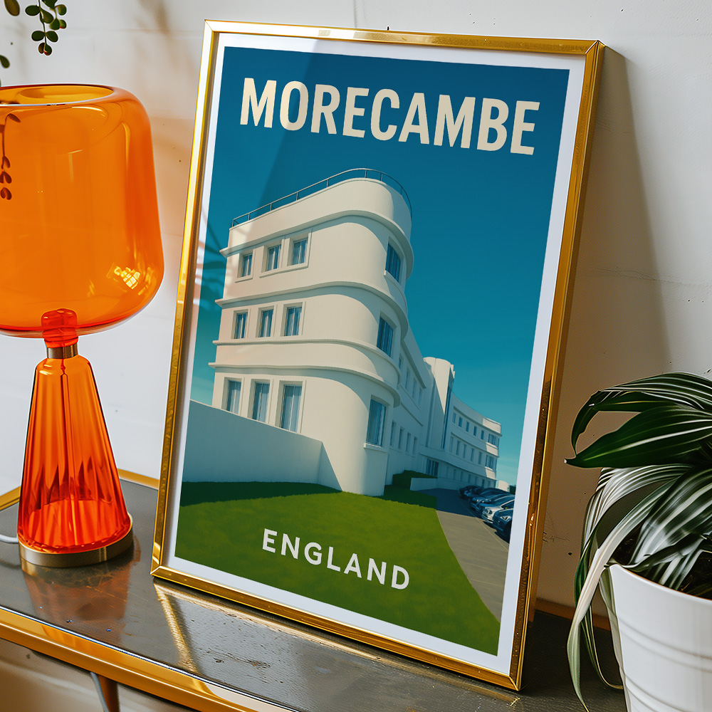 Alternative view of MORECAMBE ART DECO MIDLAND HOTEL MINIMALIST TRAVEL POSTER NORTH WEST
