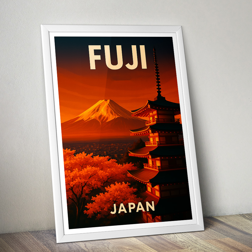 MOUNT FUJI AT SUNSET MINIMALIST TRAVEL POSTER