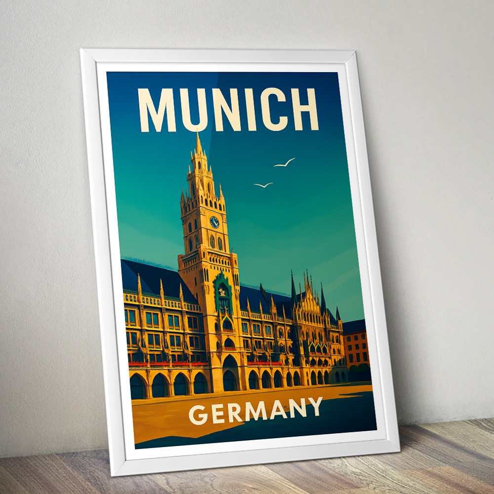 MUNICH NEUES RATHAUS MINIMALIST TRAVEL POSTER
