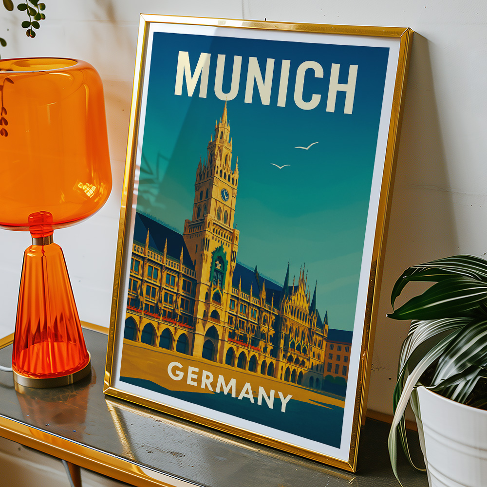 Alternative view of MUNICH NEUES RATHAUS MINIMALIST TRAVEL POSTER