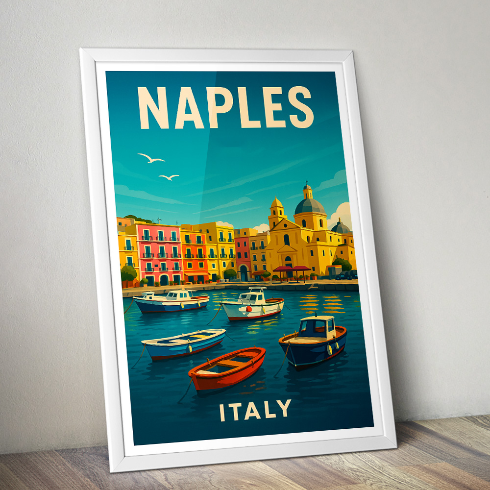 NAPLES HARBOUR ITALY MINIMALIST TRAVEL POSTER
