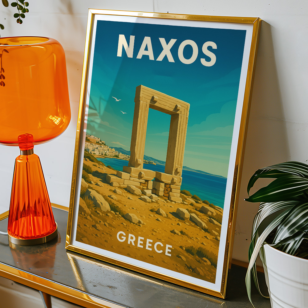 Alternative view of NAXOS PORTARA GREECE MINIMALIST TRAVEL POSTER