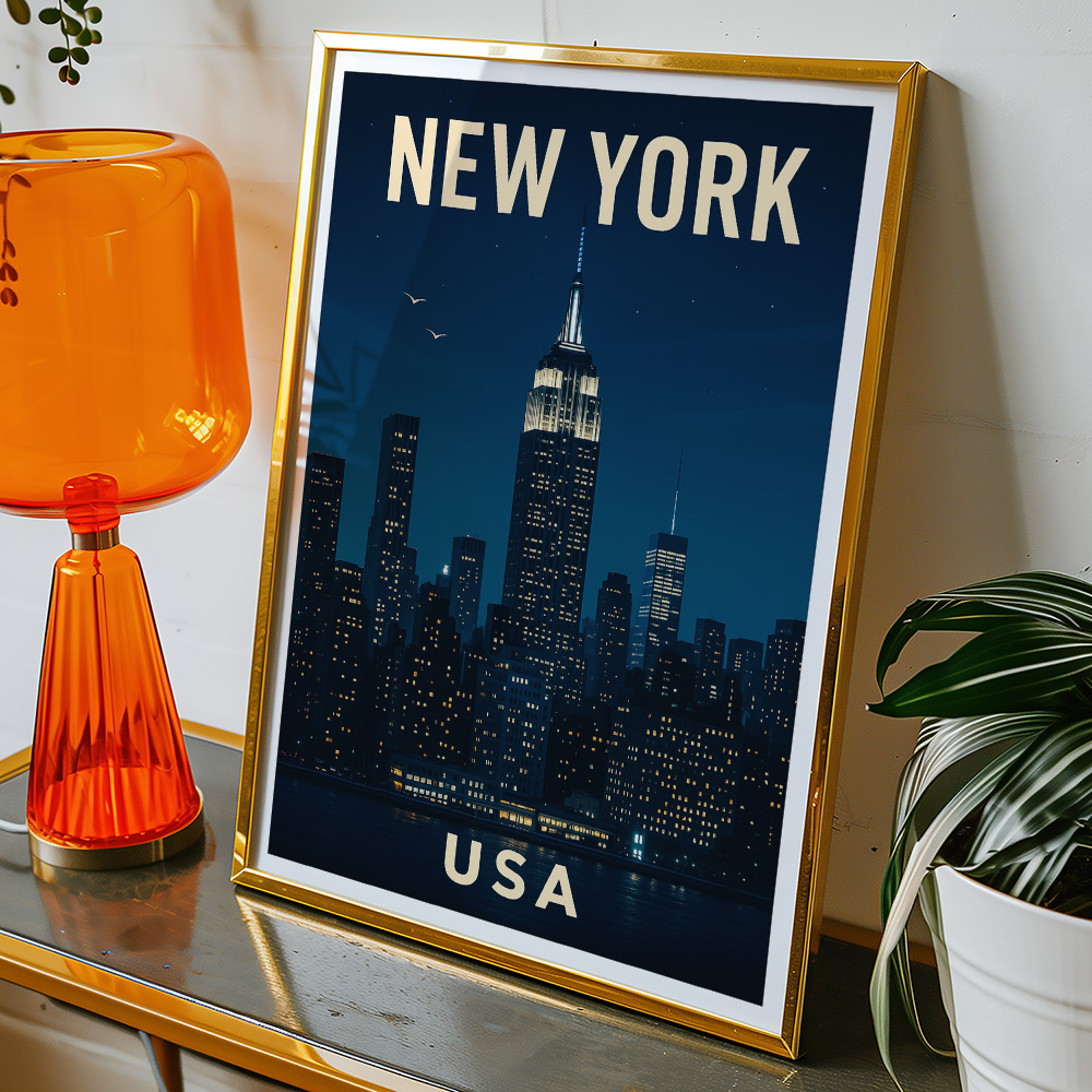 Alternative view of NEW YORK CITY NIGHTSCAPE MINIMALIST TRAVEL POSTER