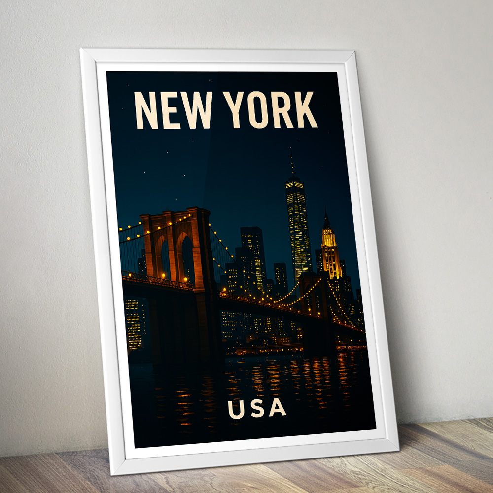 NEW YORK CITY AT NIGHT MINIMALIST TRAVEL POSTER