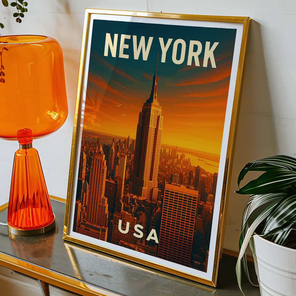 Alternative view of NEW YORK EMPIRE STATE AT SUNSET MINIMALIST TRAVEL POSTER
