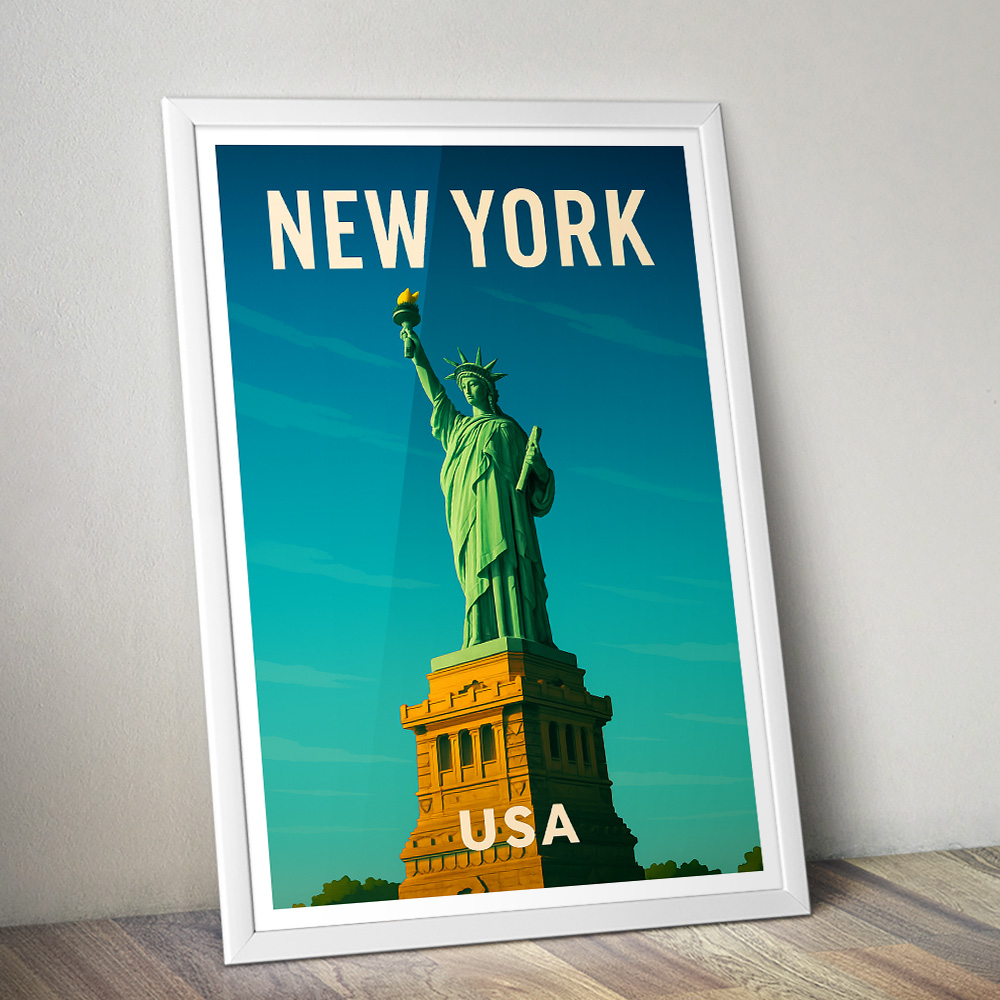 NEW YORK STATUE OF LIBERTY MINIMALIST TRAVEL POSTER