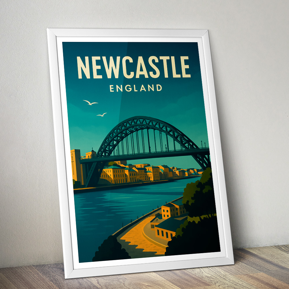 NEWCASTLE SKYLINE AND TYNE BRIDGE MINIMALIST TRAVEL POSTER NORTH EAST