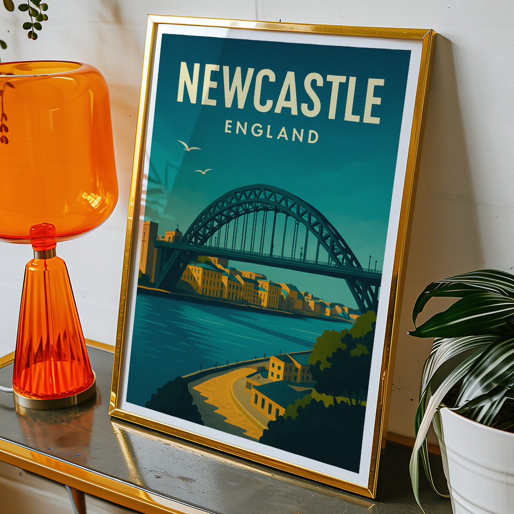 Alternative view of NEWCASTLE SKYLINE AND TYNE BRIDGE MINIMALIST TRAVEL POSTER NORTH EAST