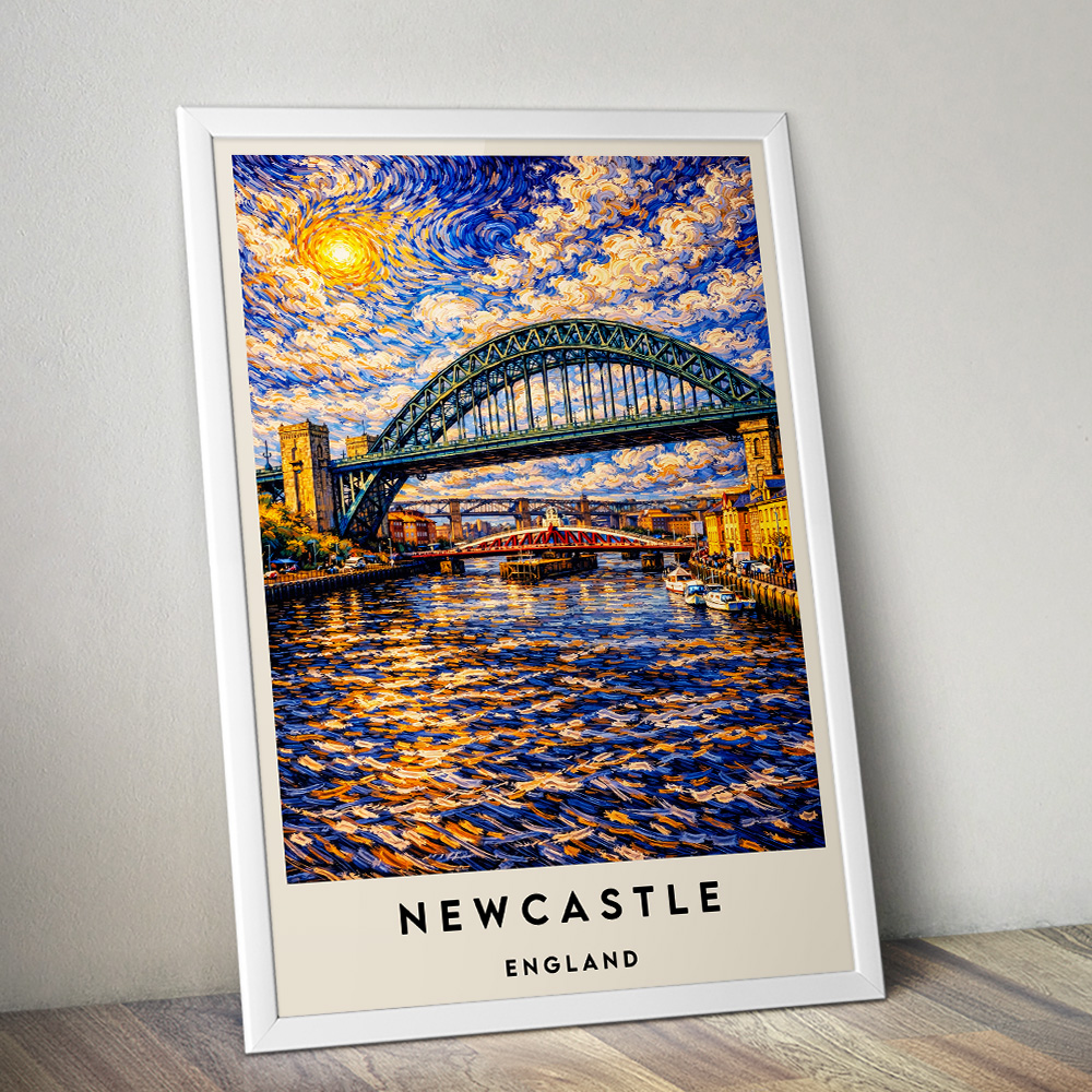 NEWCASTLE TYNE BRIDGE VAN GOGH STYLE TRAVEL POSTER NORTH EAST