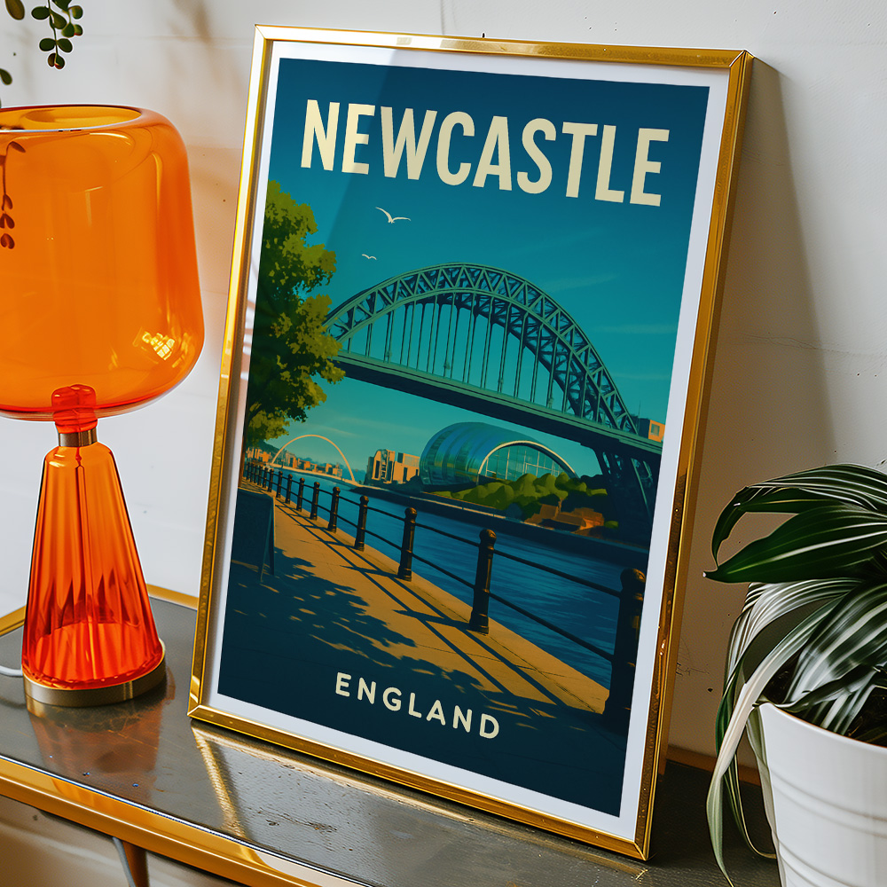 Alternative view of NEWCASTLE TYNE BRIDGE AND QUAYSIDE MINIMALIST TRAVEL POSTER NORTH EAST
