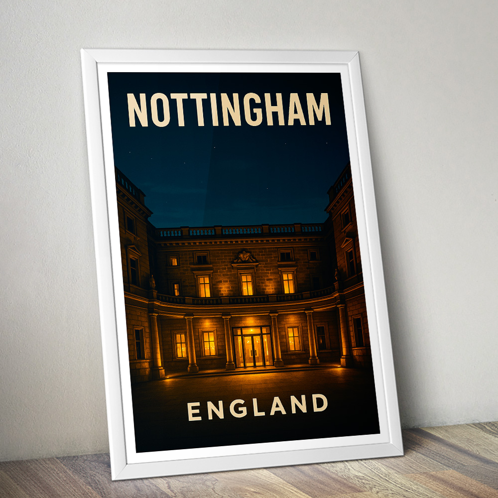 NOTTINGHAM AT NIGHT MINIMALIST TRAVEL POSTER