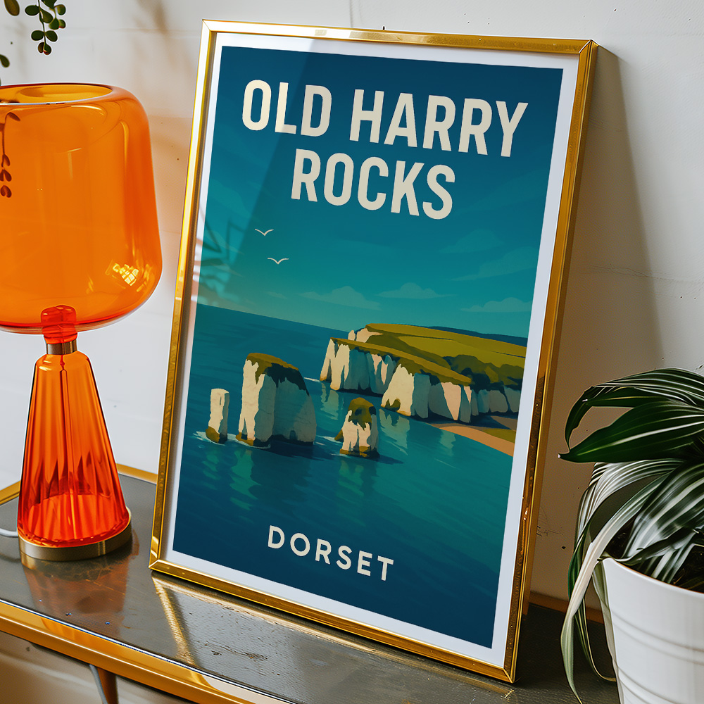 Alternative view of OLD HARRY ROCKS DORSET MINIMALIST TRAVEL POSTER