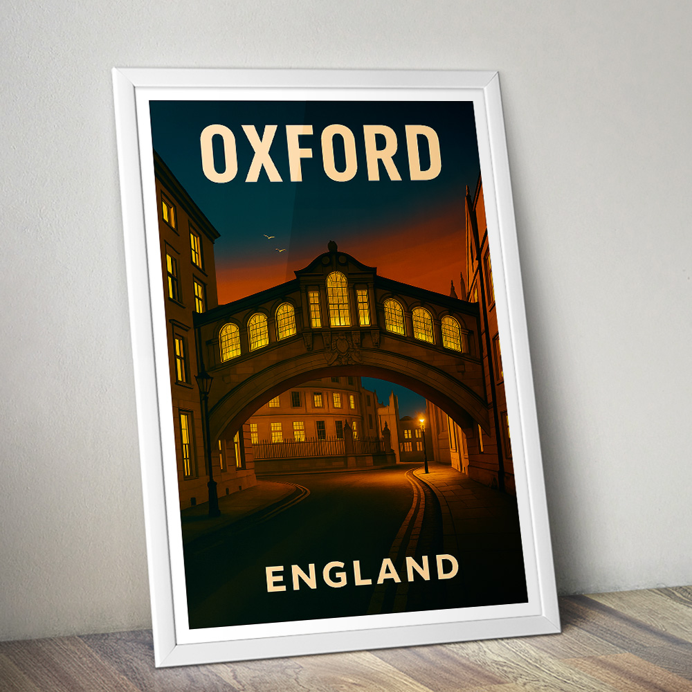 OXFORD AT SUNSET MINIMALIST TRAVEL POSTER
