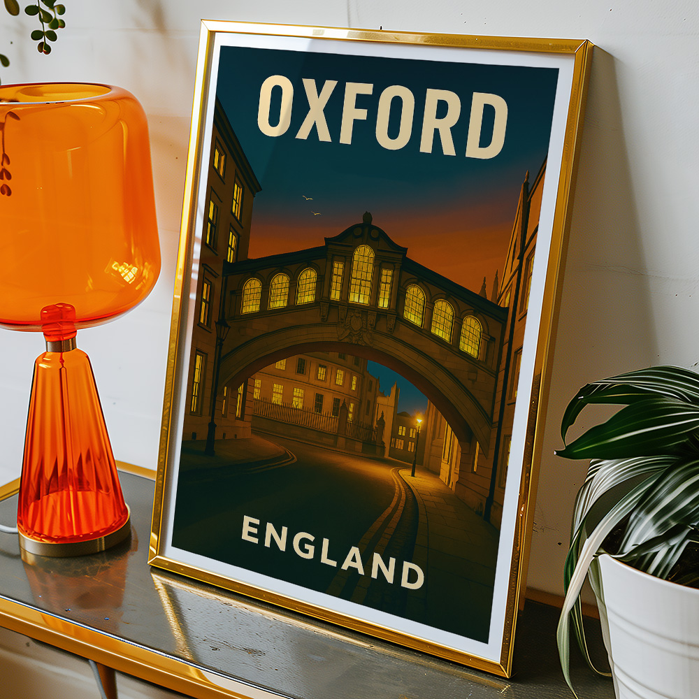 Alternative view of OXFORD AT SUNSET MINIMALIST TRAVEL POSTER