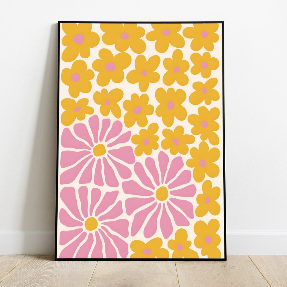 PINK ORANGE FLOWERS BOLD AND MAXIMALIST POSTER