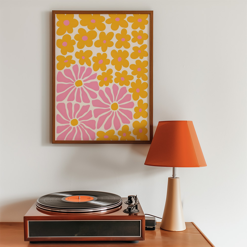Alternative view of PINK ORANGE FLOWERS BOLD AND MAXIMALIST POSTER