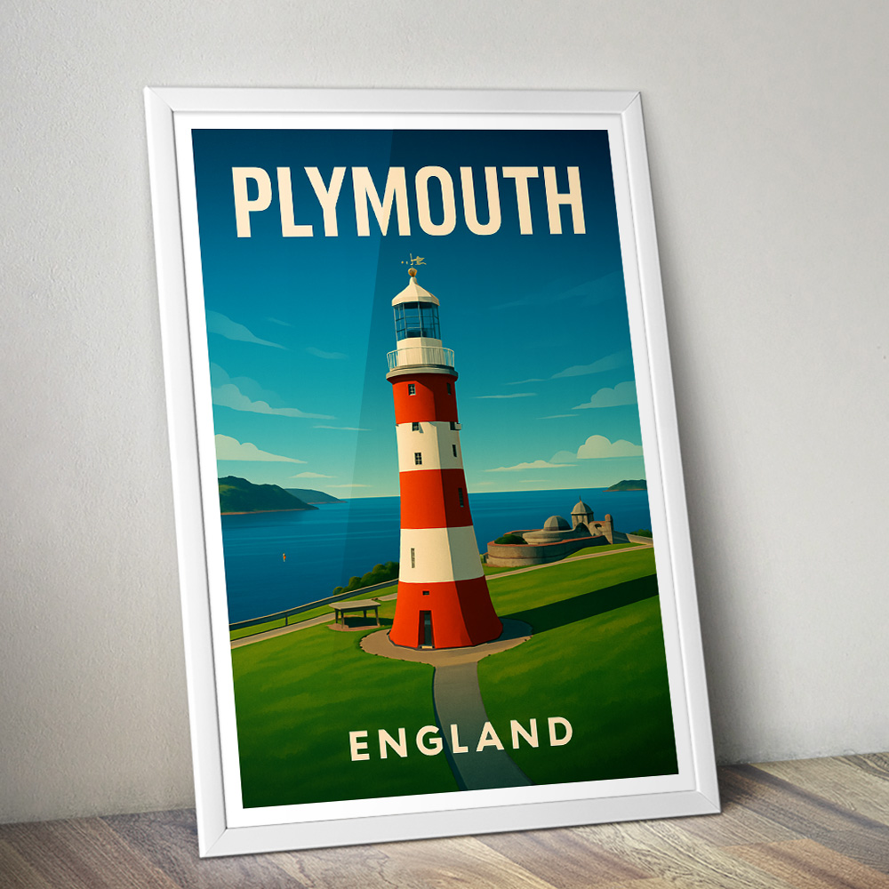 PLYMOUTH SMEATON'S TOWER MINIMALIST TRAVEL POSTER