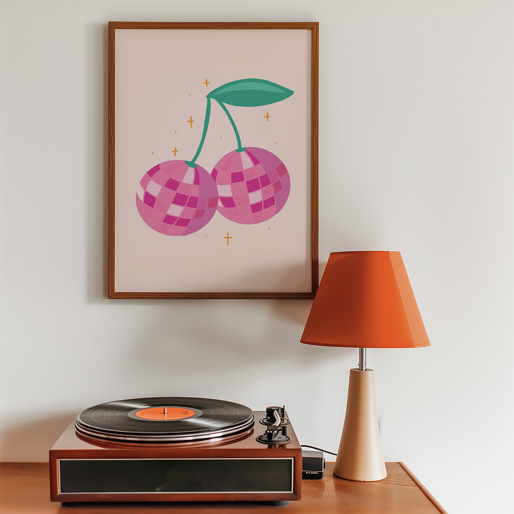 Alternative view of PURPLE CHERRIES GLITTERBALL BOLD AND MAXIMALIST POSTER