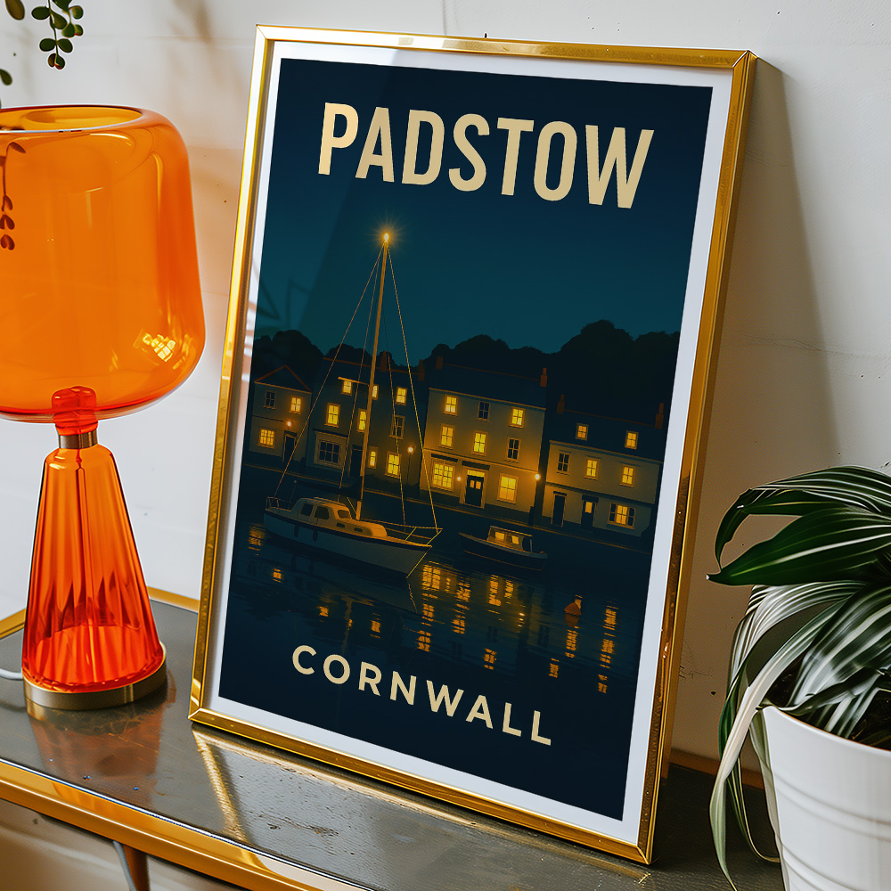 Alternative view of PADSTOW HARBOUR AT NIGHT MINIMALIST TRAVEL POSTER