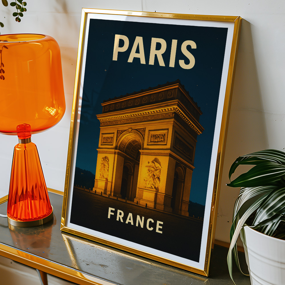 Alternative view of PARIS ARC DE TRIOMPHE AT NIGHT MINIMALIST TRAVEL POSTER