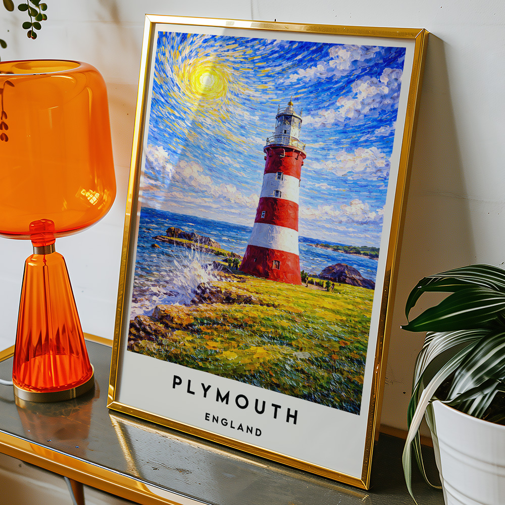 Alternative view of PLYMOUTH SMEATON TOWER VAN GOGH STYLE TRAVEL POSTER