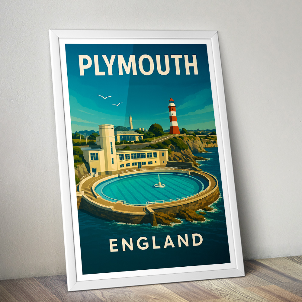 PLYMOUTH TINSIDE LIDO MINIMALIST TRAVEL POSTER