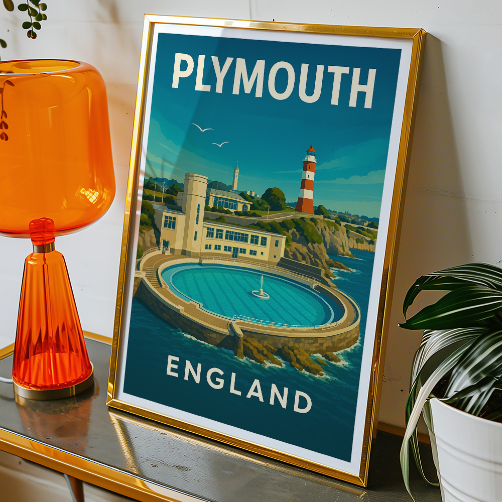 Alternative view of PLYMOUTH TINSIDE LIDO MINIMALIST TRAVEL POSTER