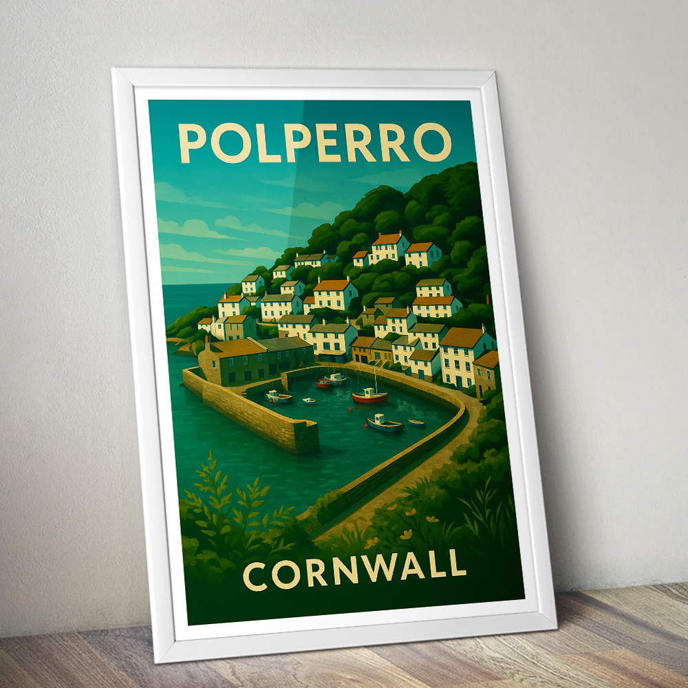 POLPERRO COASTAL VILLAGE MINIMALIST TRAVEL POSTER