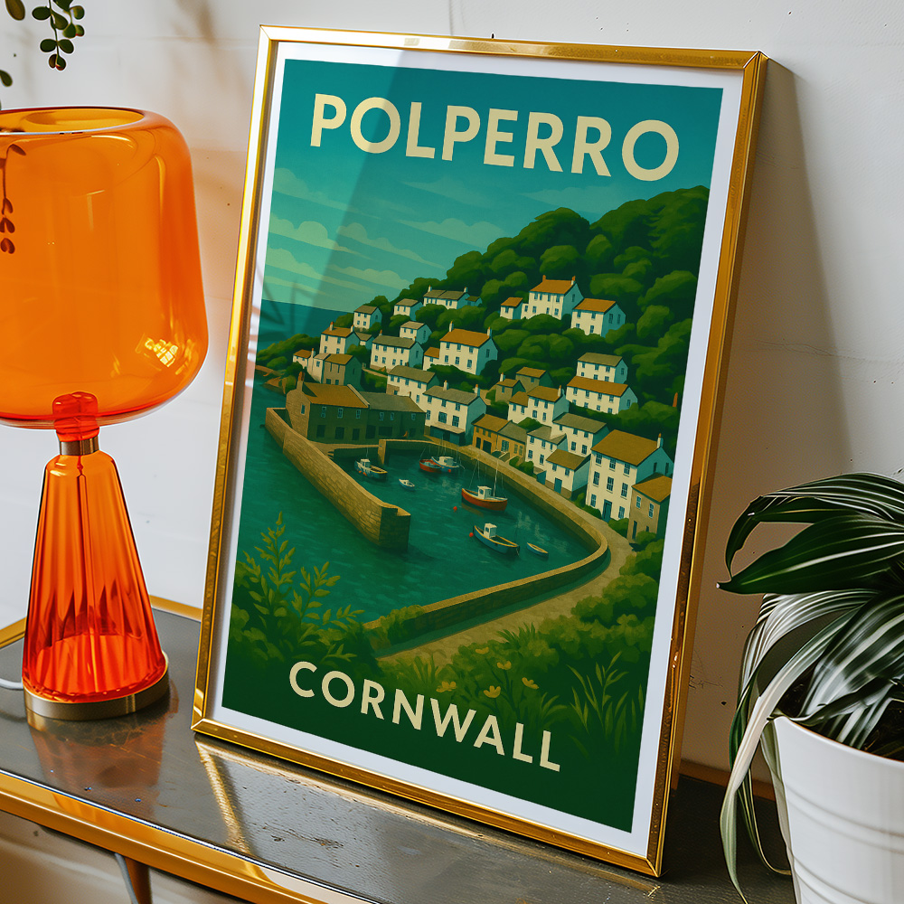 Alternative view of POLPERRO COASTAL VILLAGE MINIMALIST TRAVEL POSTER