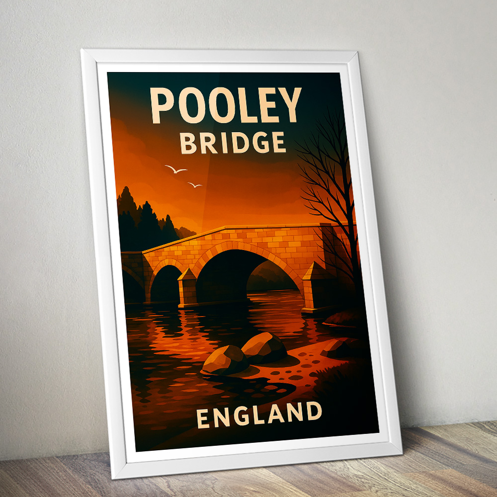 POOLEY BRIDGE LAKE DISTRICT AT SUNSET MINIMALIST TRAVEL POSTER