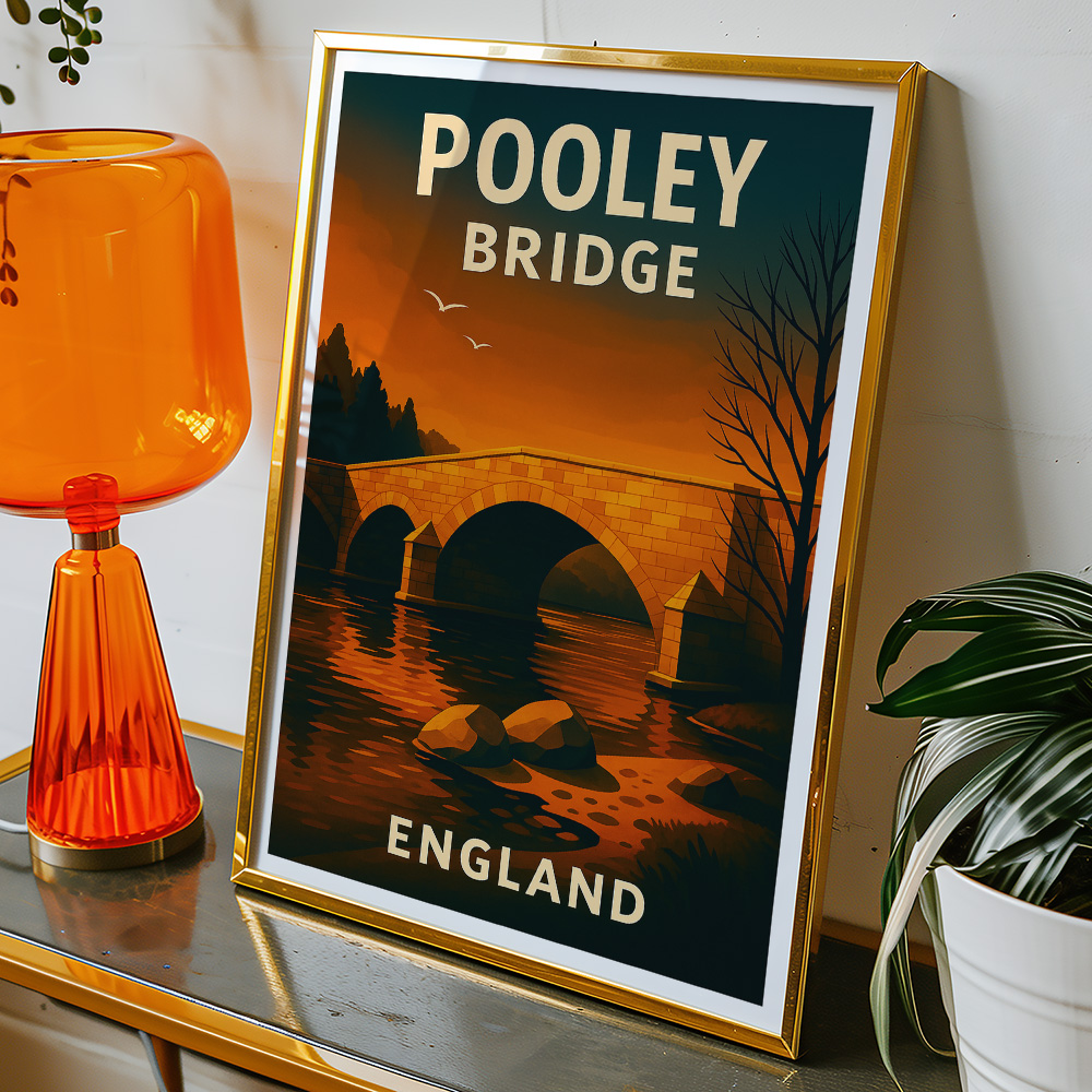 Alternative view of POOLEY BRIDGE LAKE DISTRICT AT SUNSET MINIMALIST TRAVEL POSTER