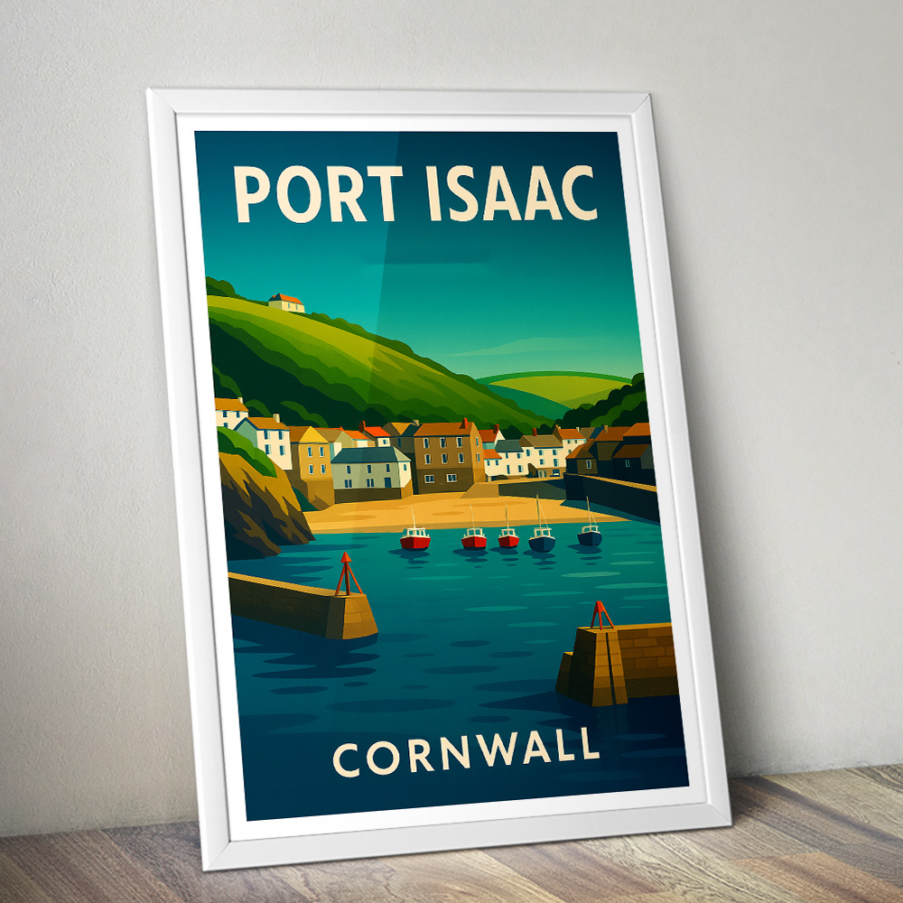 PORT ISAAC HARBOUR VIEW MINIMALIST TRAVEL POSTER
