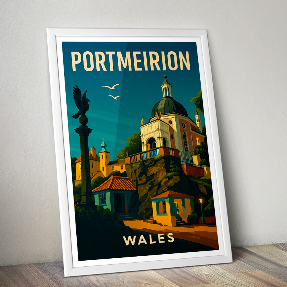 PORTMEIRION WALES MINIMALIST TRAVEL POSTER WALES