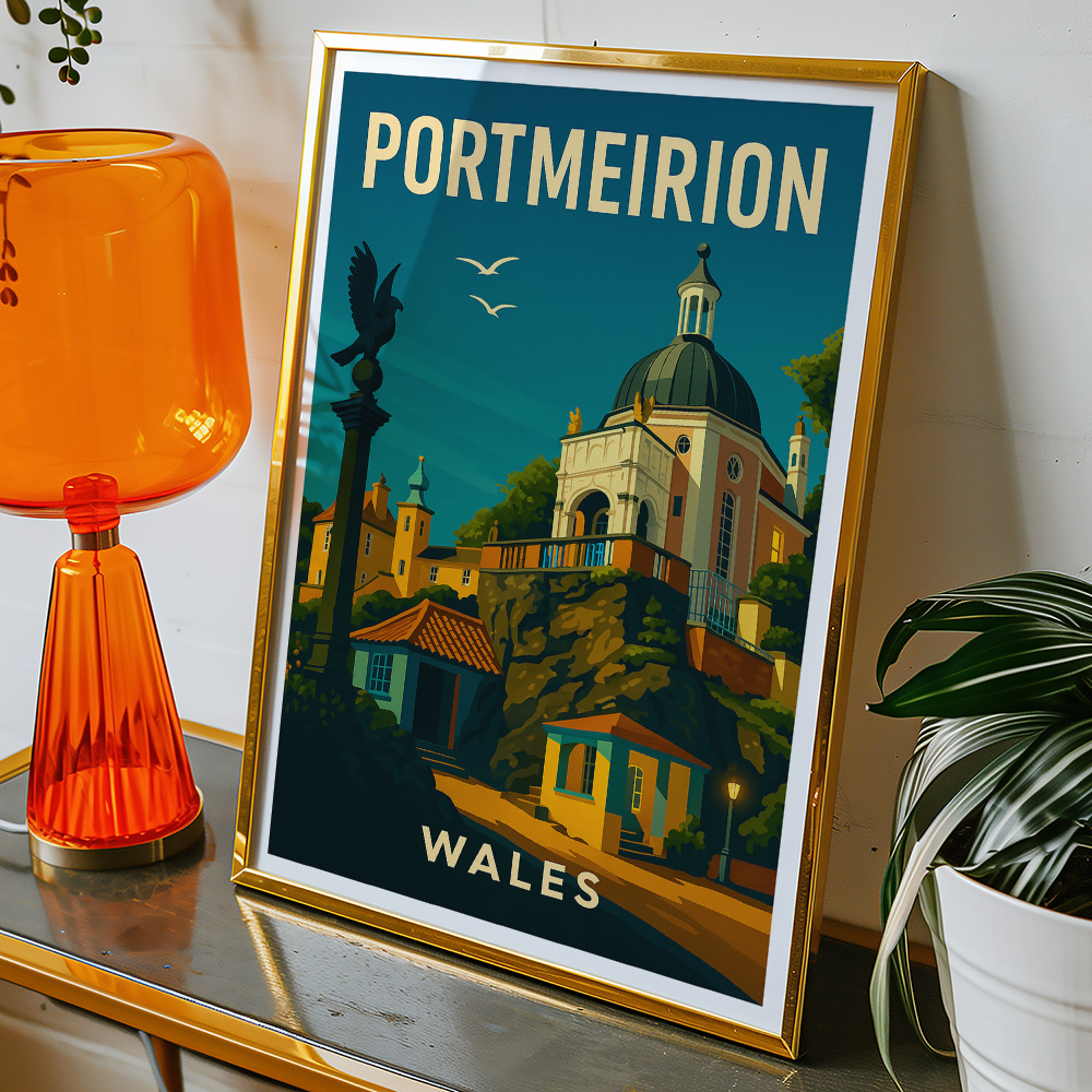 Alternative view of PORTMEIRION WALES MINIMALIST TRAVEL POSTER WALES