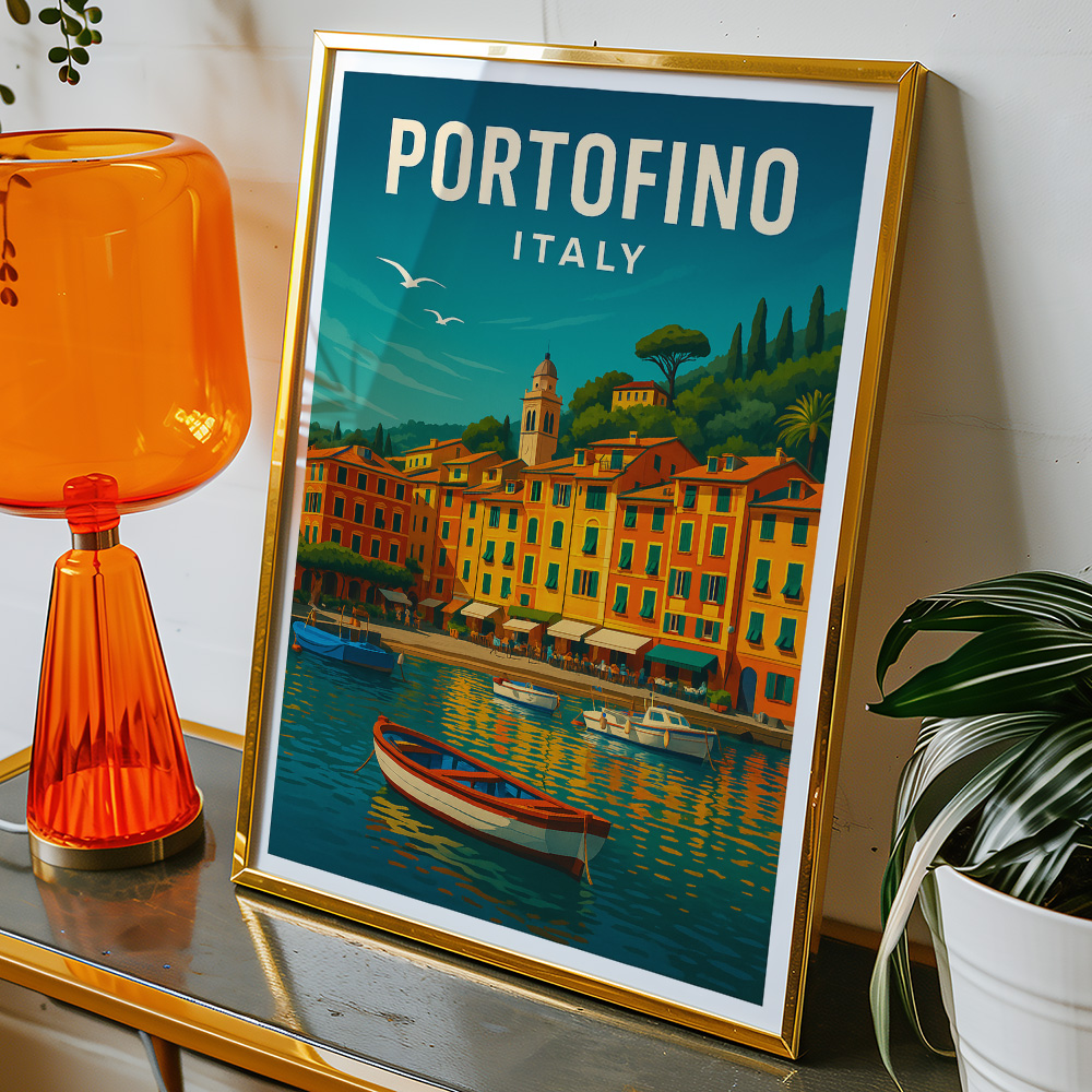 Alternative view of PORTOFINO ITALY COAST MINIMALIST TRAVEL POSTER