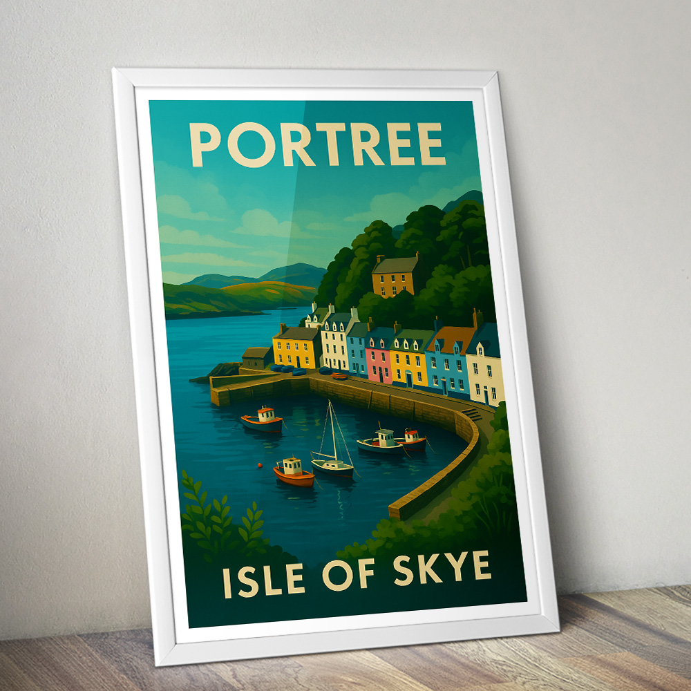 PORTREE HARBOUR ISLE OF SKYE MINIMALIST TRAVEL POSTER