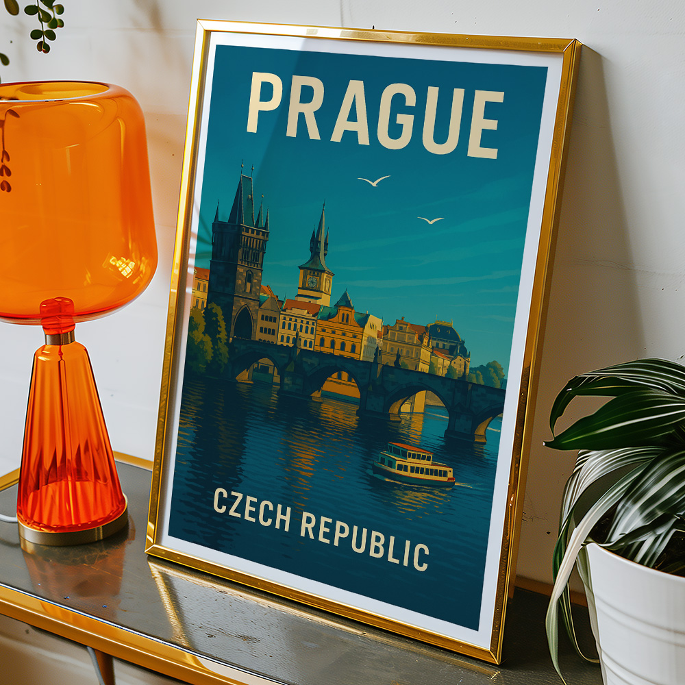 Alternative view of PRAGUE BRIDGE MINIMALIST TRAVEL POSTER