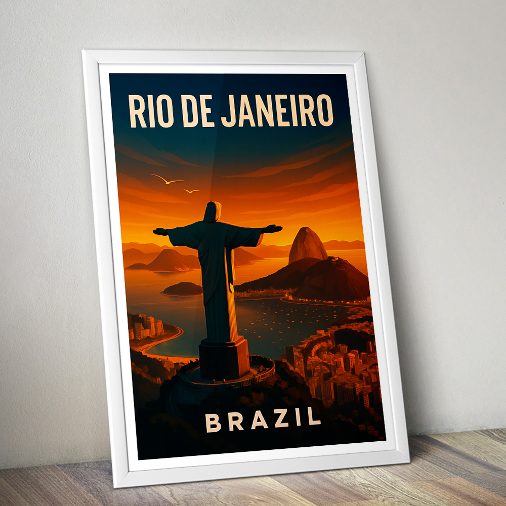 RIO DE JANEIRO AT GOLDEN HOUR MINIMALIST TRAVEL POSTER
