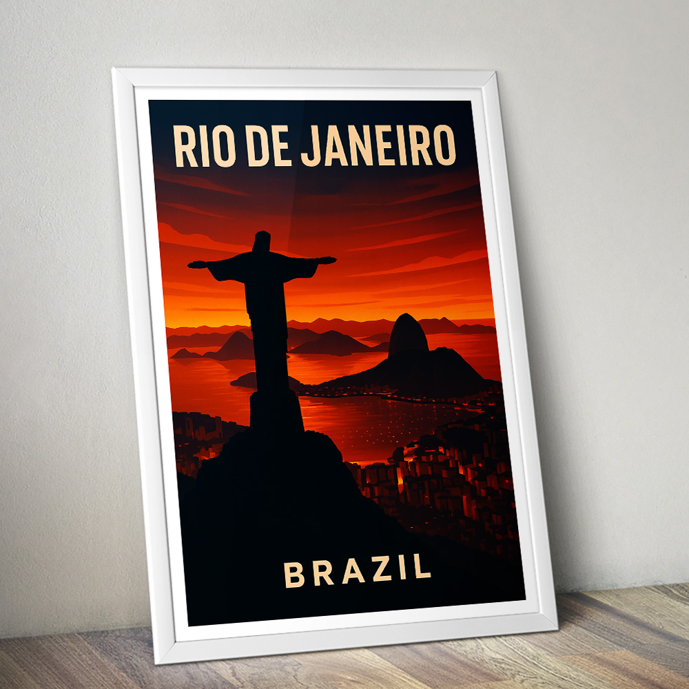 RIO DE JANEIRO AT SUNSET MINIMALIST TRAVEL POSTER
